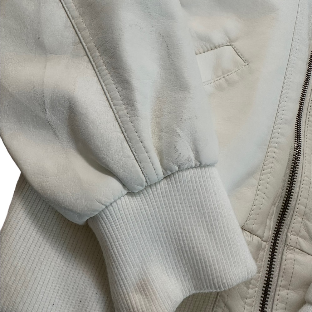 Louis Paris White Faux Leather Zip Up Bomber Jacket Size 2X - Picture 16 of 17